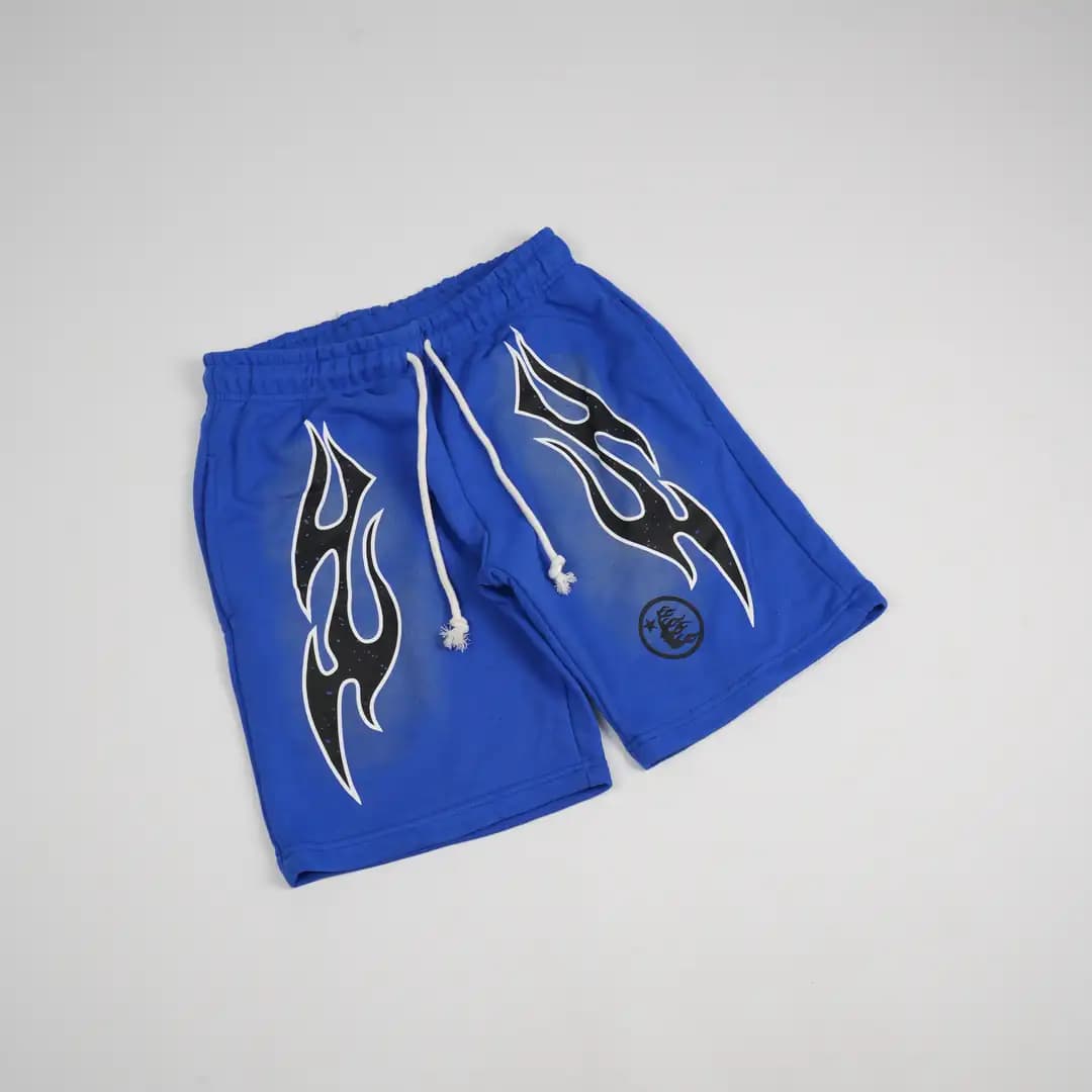Hellstar Flame Spray shorts contrast drawstring 2/3