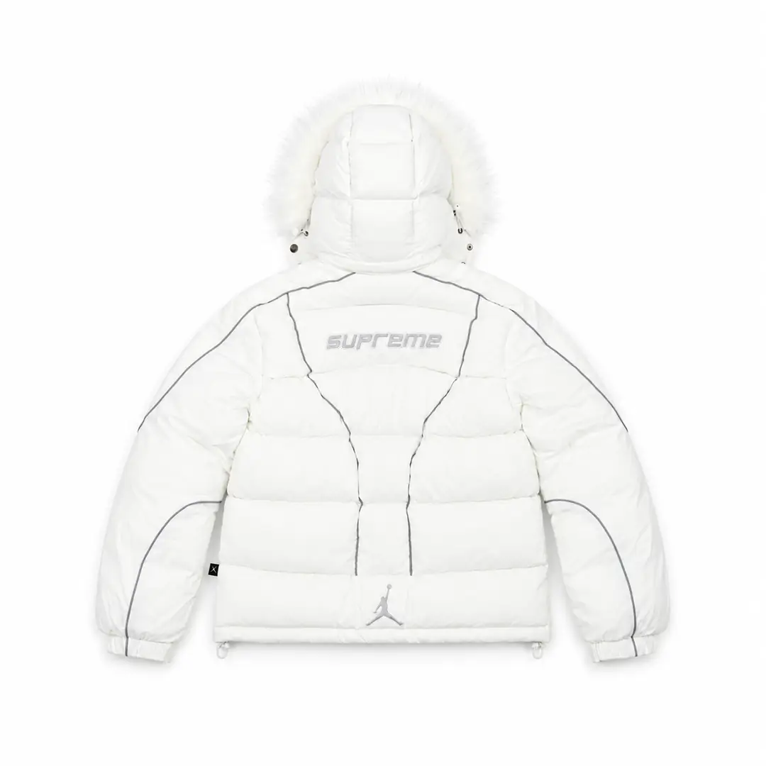 Jordan x Supreme puffer jacket white 2/3