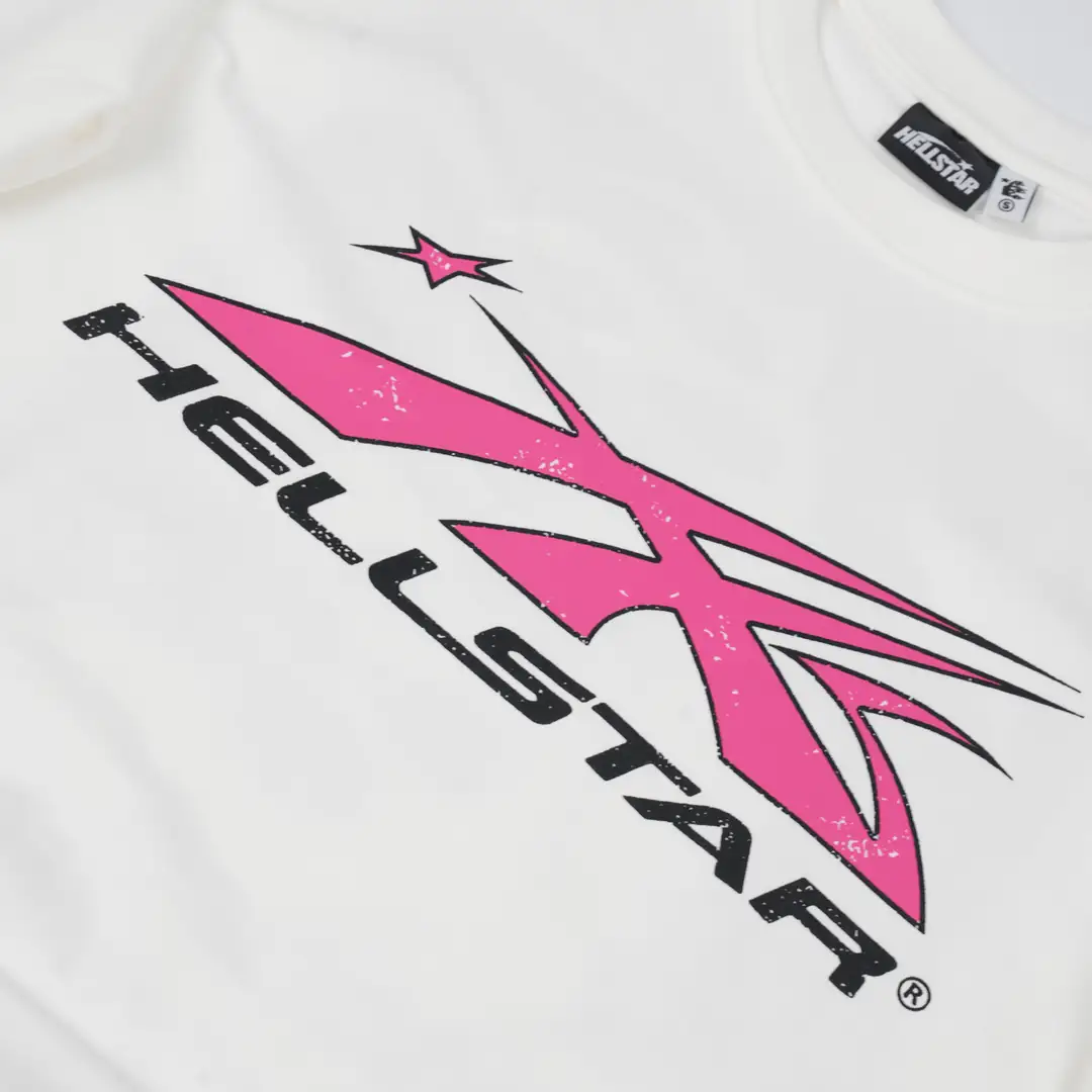 Hellstar Pink Star logo tee cream 3/3