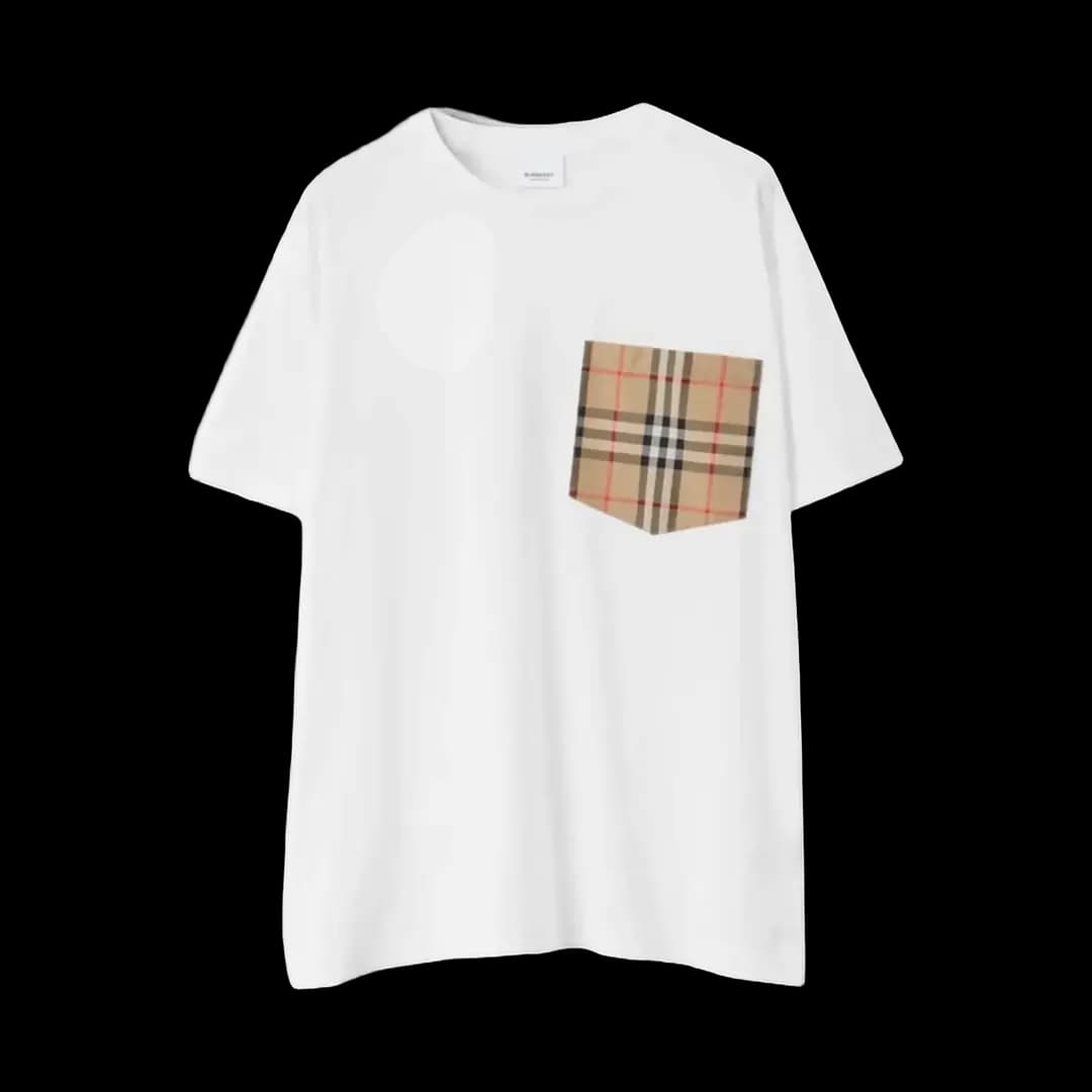 Burberry check pocket tee white 1/3