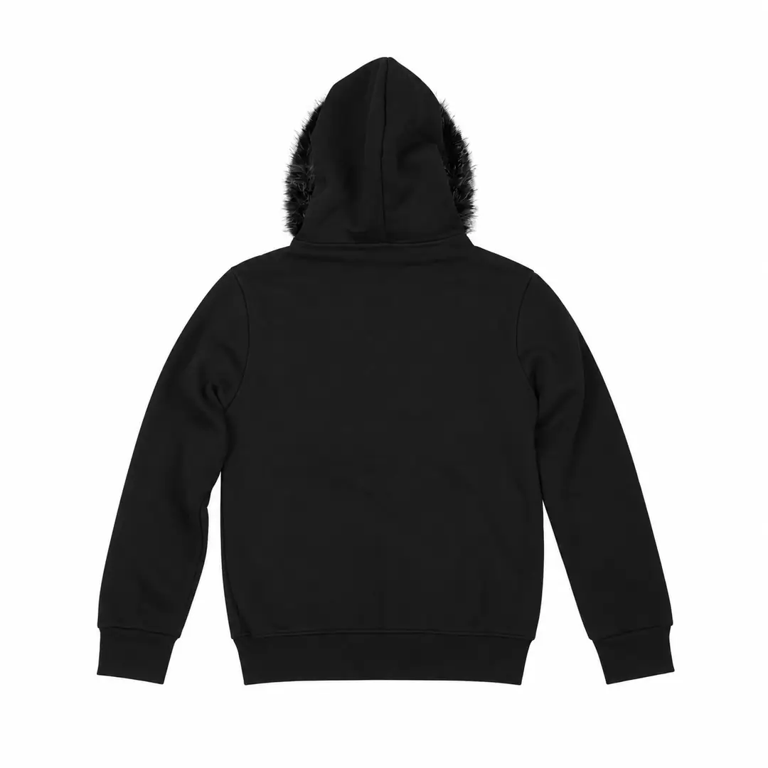 Burberry fur-trim zip hoodie black 3/3
