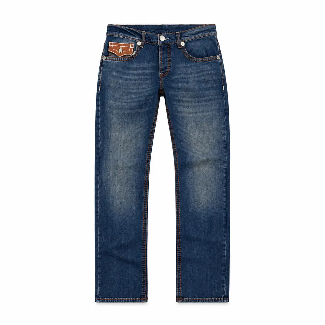True Religion leather-flap jeans blue 2/3