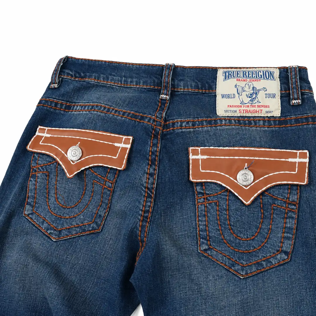True Religion leather-flap jeans blue 3/3